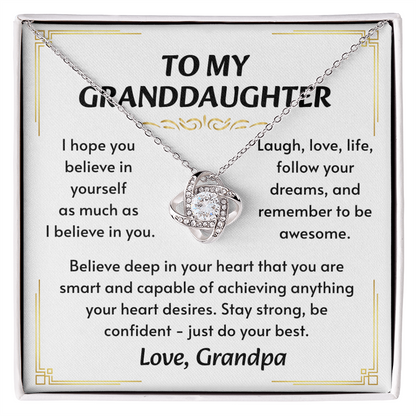 To My Granddaughter Necklace, Simple, stunning, and purely her