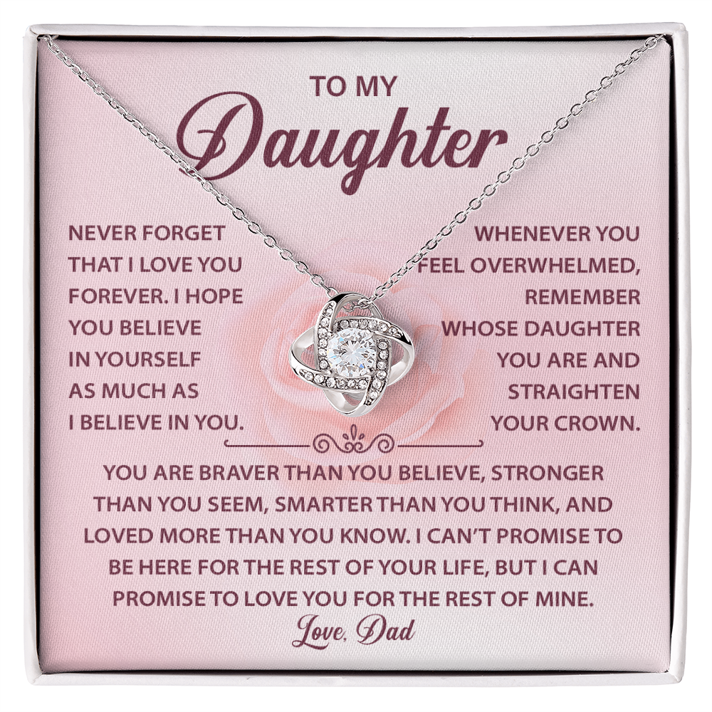To My Daughter Necklace, Love Knot Necklace for Daughter