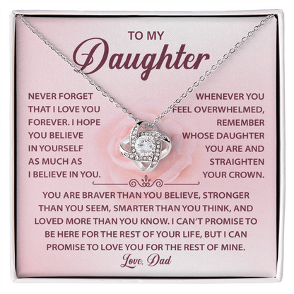 To My Daughter Necklace, Love Knot Necklace for Daughter