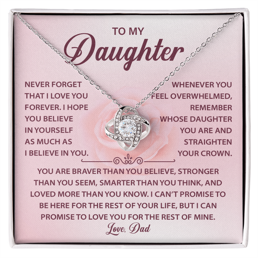 To My Daughter Necklace, Love Knot Necklace for Daughter