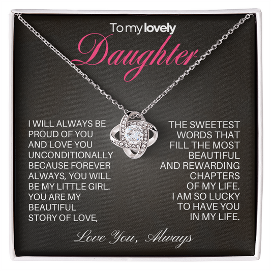 Daughter Love Knot necklace from Dad with Heartfelt message