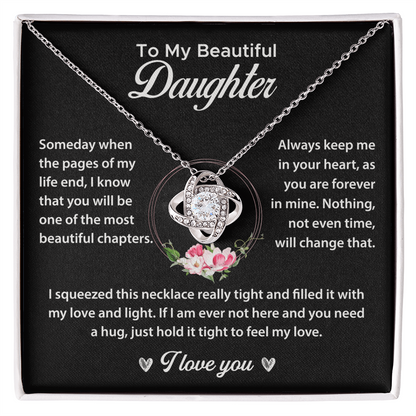To My Daughter Gifts - Daughter Forever Love Necklace, Daughter Necklace Gift - Daughter From Dad Love Knot Necklace