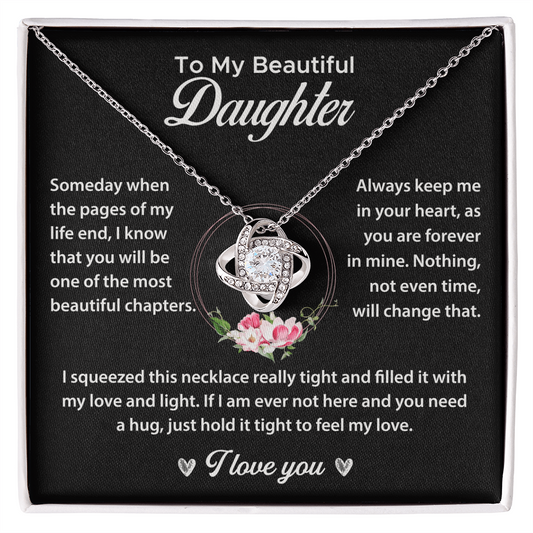 To My Daughter Gifts - Daughter Forever Love Necklace, Daughter Necklace Gift - Daughter From Dad Love Knot Necklace