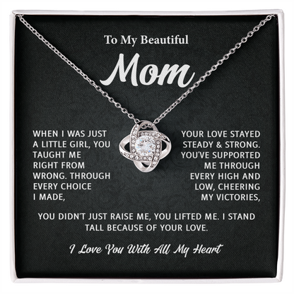 To My Mom Love Knot Necklace – Best Gifts for My Mom, Mom Necklace Gifts, Mother's Day Gift