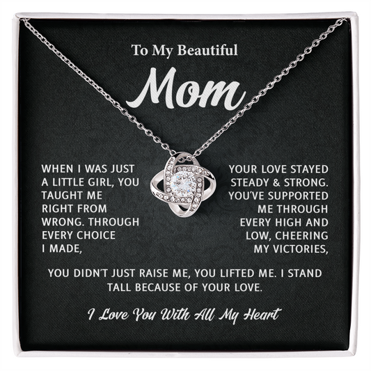 To My Mom Love Knot Necklace – Best Gifts for My Mom, Mom Necklace Gifts, Mother's Day Gift