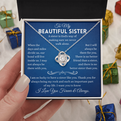 Sister Necklace Gifts From Sister In Law, Sterling Silver Necklace With Message Card
