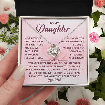 To My Daughter Necklace, Love Knot Necklace for Daughter