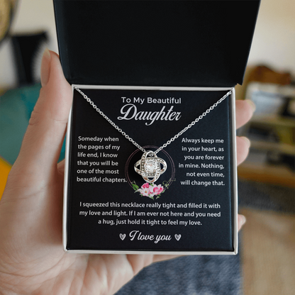 To My Daughter Gifts - Daughter Forever Love Necklace, Daughter Necklace Gift - Daughter From Dad Love Knot Necklace