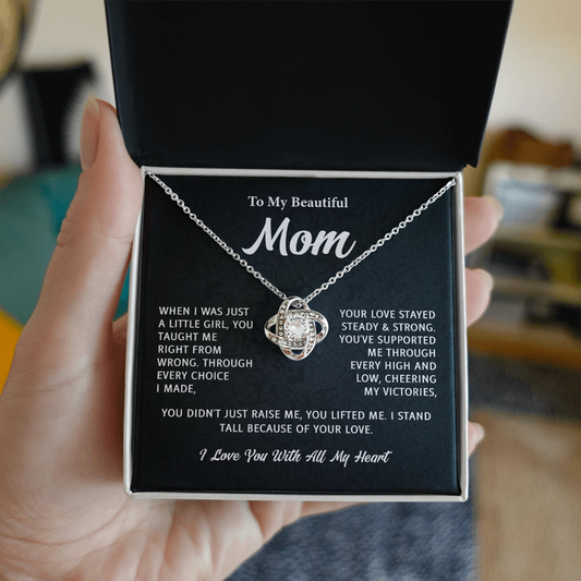 To My Mom Love Knot Necklace – Best Gifts for My Mom, Mom Necklace Gifts, Mother's Day Gift
