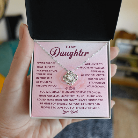 To My Daughter Necklace, Love Knot Necklace for Daughter