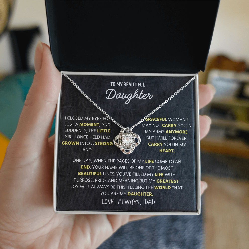To My Beautiful Daughter | I Will Always Love You | Love Knot Necklace