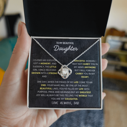 To My Beautiful Daughter | I Will Always Love You | Love Knot Necklace