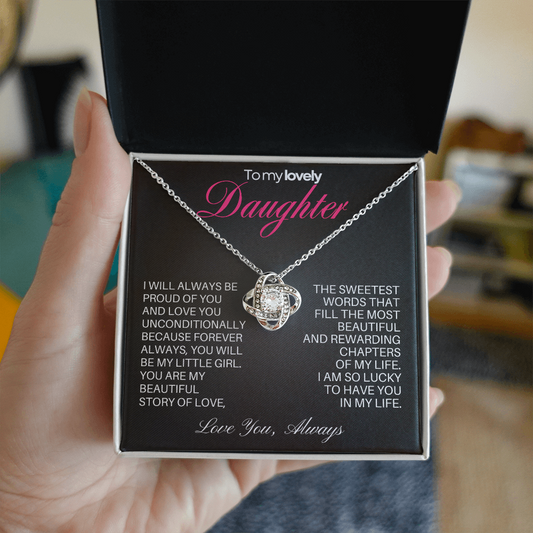 Daughter Love Knot necklace from Dad with Heartfelt message