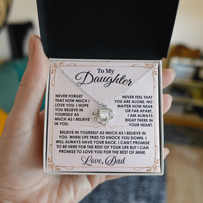 To My Daughter Necklace Gifts - Daughter Gifts from Dad - Love Knot Necklace, Best Daughter Necklace Gift