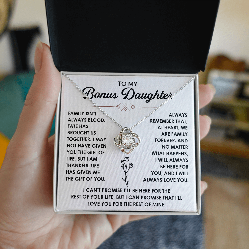 To My Bonus Daughter Necklace, She shines even more with this necklace on
