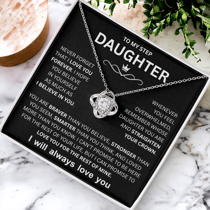 Step Daughter Necklace, Love Knot Necklace for Her