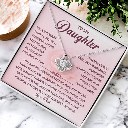 To My Daughter Necklace, Love Knot Necklace for Daughter