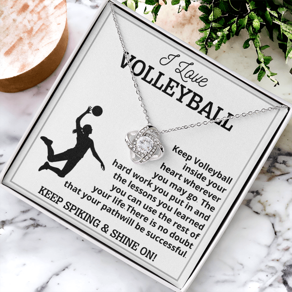 Volleyball Girl Necklace , Christmas Gift for girl with Message & LED Box