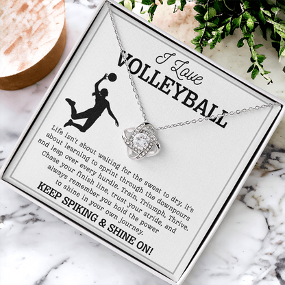 Volleyball Girl Necklace Birthday Gift for Teen with Message & LED Box