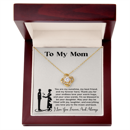 Love Knot necklace gift box with a heartfelt message