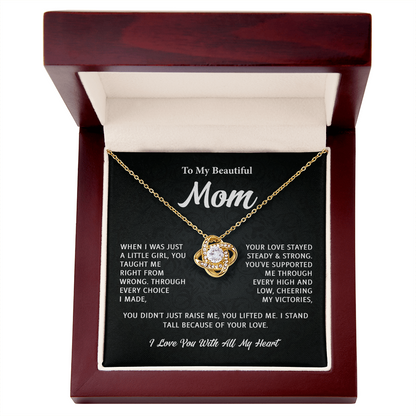 To My Mom Love Knot Necklace – Best Gifts for My Mom, Mom Necklace Gifts, Mother's Day Gift