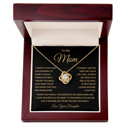 To My Mom Necklace With Message Card, Mothers Day Gift From Son, Daughter