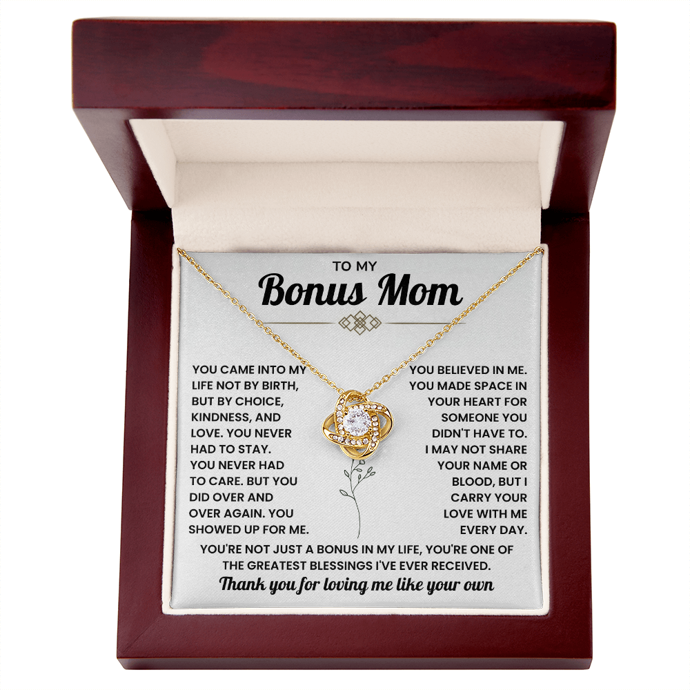 To My Bonus Mom Necklace, Mother in Law Jewelry With Message Card and Gift Box
