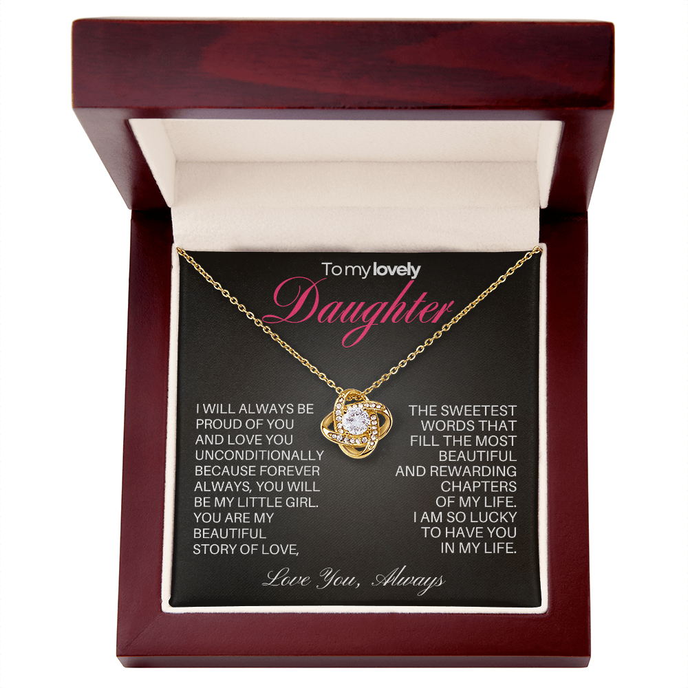 Daughter Love Knot necklace from Dad with Heartfelt message