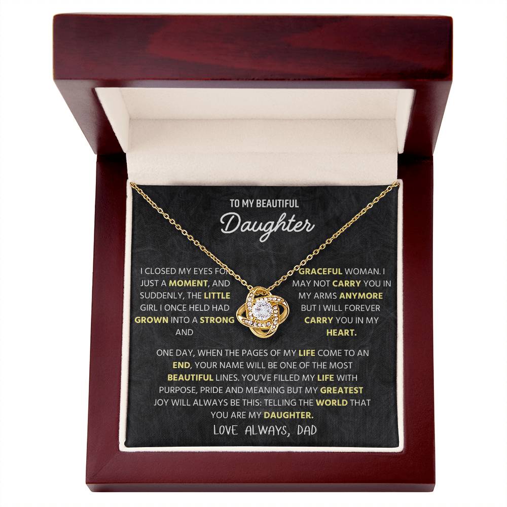To My Beautiful Daughter | I Will Always Love You | Love Knot Necklace