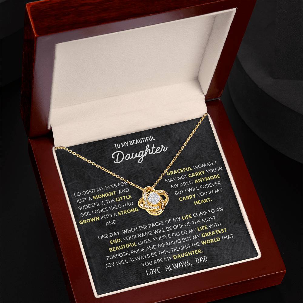 To My Beautiful Daughter | I Will Always Love You | Love Knot Necklace