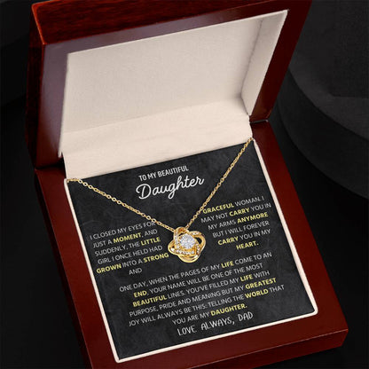 To My Beautiful Daughter | I Will Always Love You | Love Knot Necklace