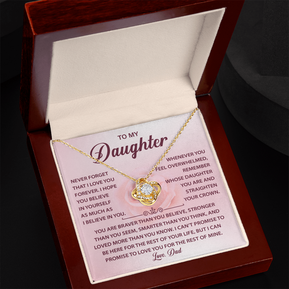 To My Daughter Necklace, Love Knot Necklace for Daughter