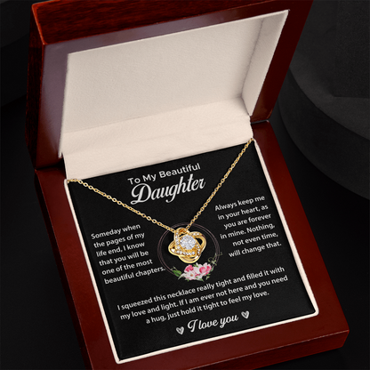 To My Daughter Gifts - Daughter Forever Love Necklace, Daughter Necklace Gift - Daughter From Dad Love Knot Necklace