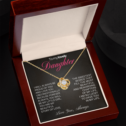 Daughter Love Knot necklace from Dad with Heartfelt message