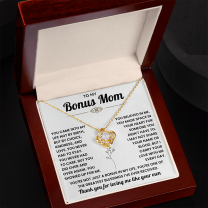 To My Bonus Mom Necklace, Mother in Law Jewelry With Message Card and Gift Box