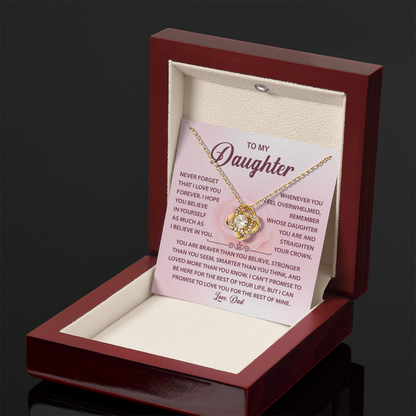 To My Daughter Necklace, Love Knot Necklace for Daughter