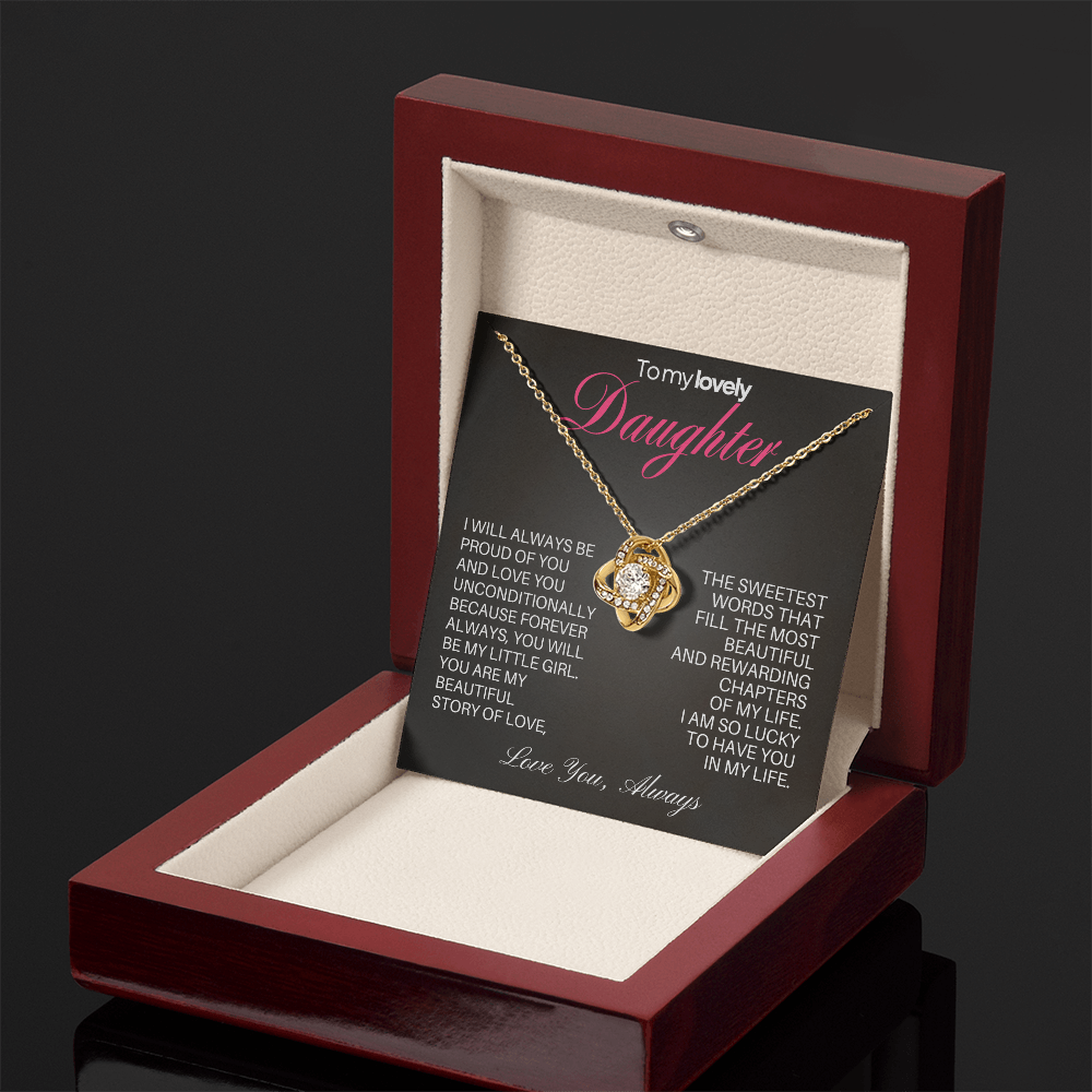 Daughter Love Knot necklace from Dad with Heartfelt message