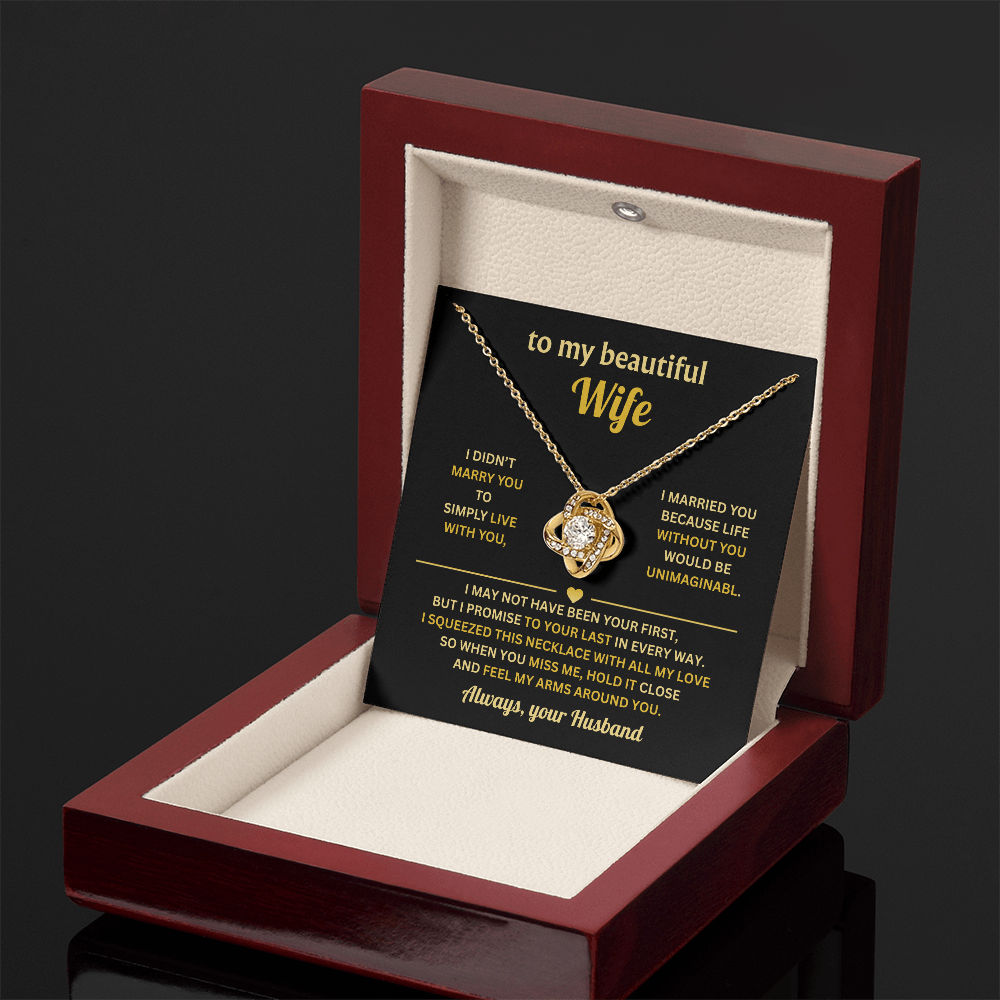 Love Knot Necklace With Message Card, Romantic Jewelry For Her