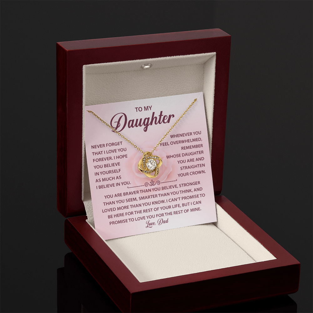 To My Daughter Necklace, Love Knot Necklace for Daughter