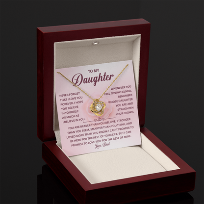 To My Daughter Necklace, Love Knot Necklace for Daughter