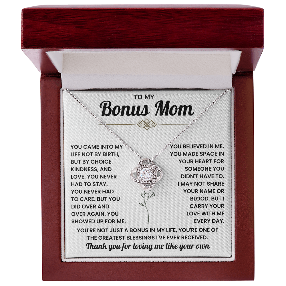To My Bonus Mom Necklace, Mother in Law Jewelry With Message Card and Gift Box