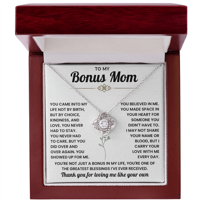 To My Bonus Mom Necklace, Mother in Law Jewelry With Message Card and Gift Box