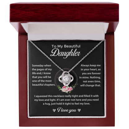 To My Daughter Gifts - Daughter Forever Love Necklace, Daughter Necklace Gift - Daughter From Dad Love Knot Necklace