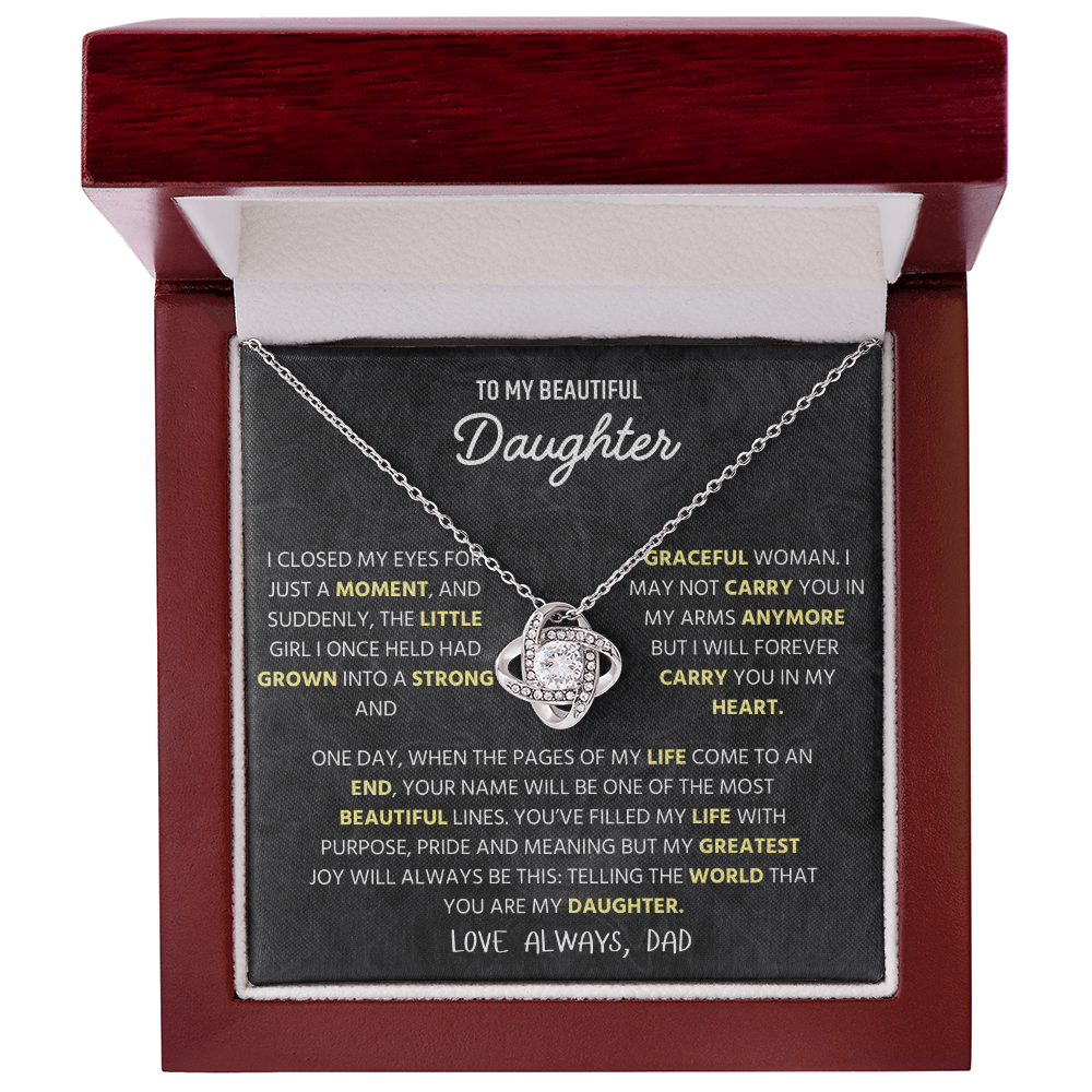 To My Beautiful Daughter | I Will Always Love You | Love Knot Necklace