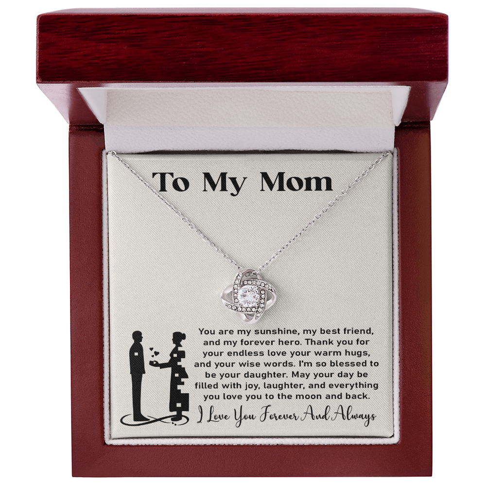Love Knot necklace gift box with a heartfelt message