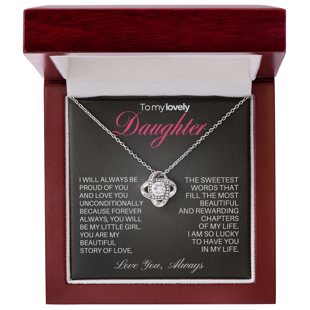 Daughter Love Knot necklace from Dad with Heartfelt message