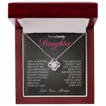 Daughter Love Knot necklace from Dad with Heartfelt message