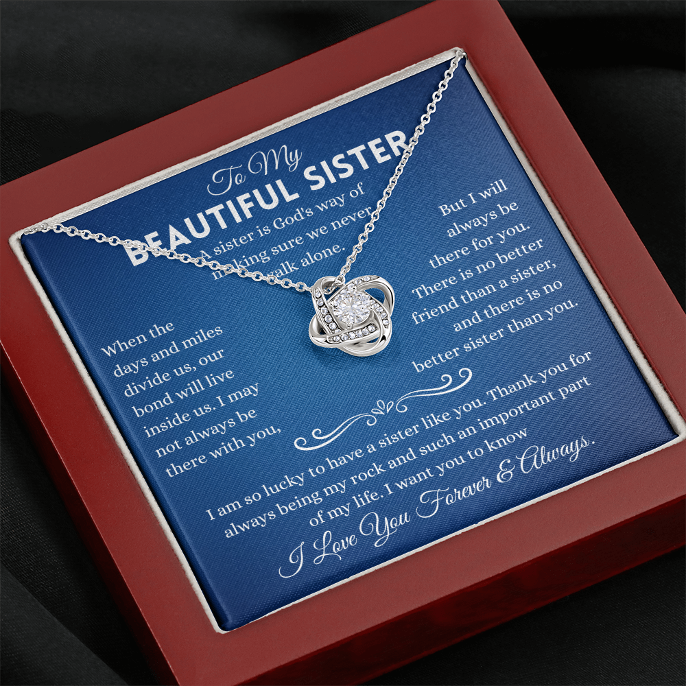 Sister Necklace Gifts From Sister In Law, Sterling Silver Necklace With Message Card