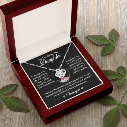 To My Daughter Gifts - Daughter Forever Love Necklace, Daughter Necklace Gift - Daughter From Dad Love Knot Necklace