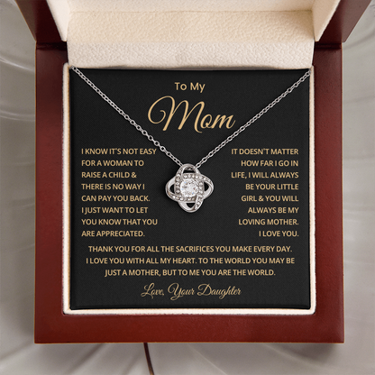 To My Mom Necklace With Message Card, Mothers Day Gift From Son, Daughter